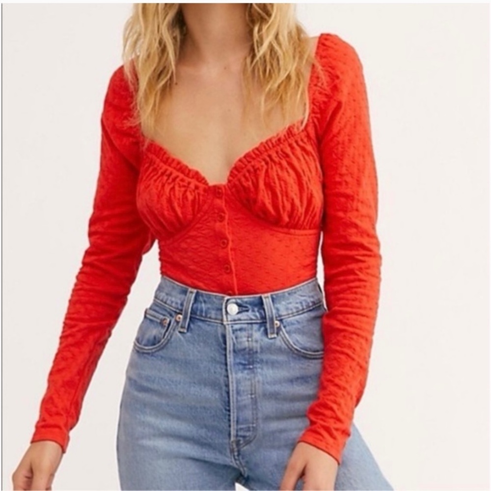 Free people Ladybug corset long sleeve top